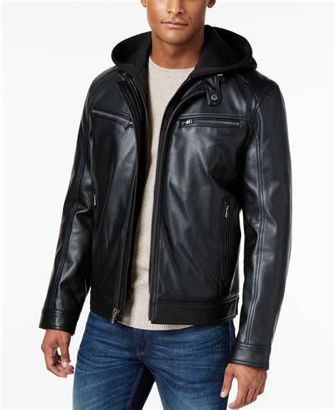 michael kors men's faux leather jacket|michael kors leather jacket sale.